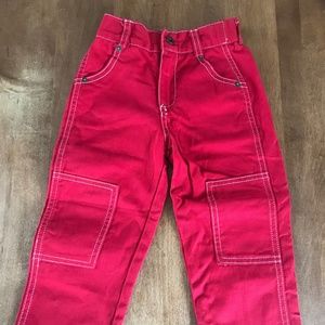 The Knee Patch Jeans, Red Denim